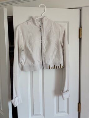 lululemon athletica White Cropped Zip-Up Bomber Jacket